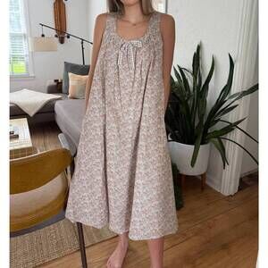 NEW AUREUM luna gingham floral print tank midi dress in pink